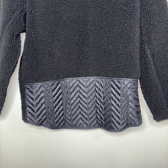 Athleta Cozy Sherpa Snap Sweatshirt Size M Black - Picture 8 of 12
